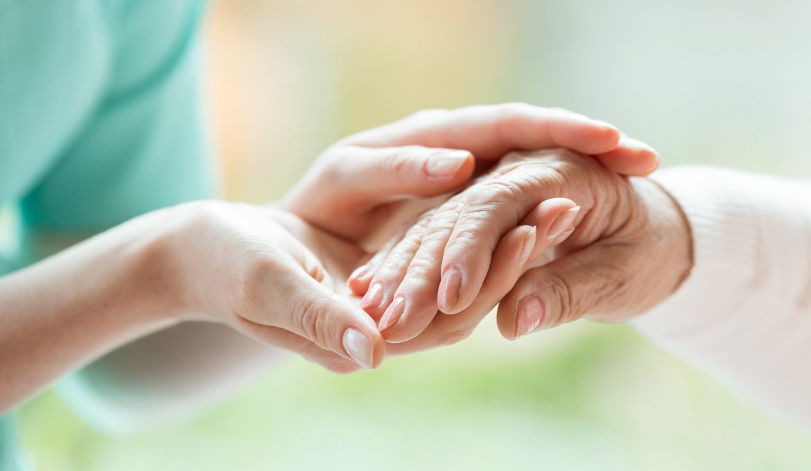 Senior person thanks the nurse